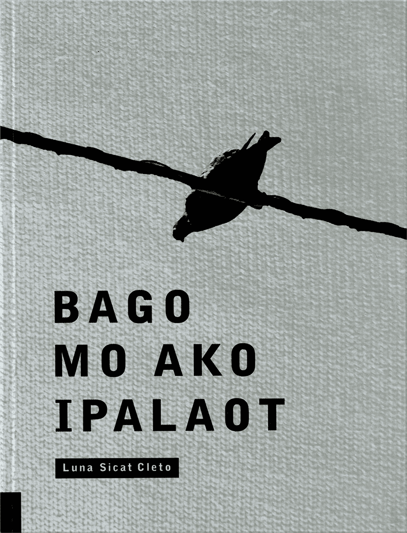 "Bago mo ako ipalaot" book cover. A bird perched upside down on a wire.
