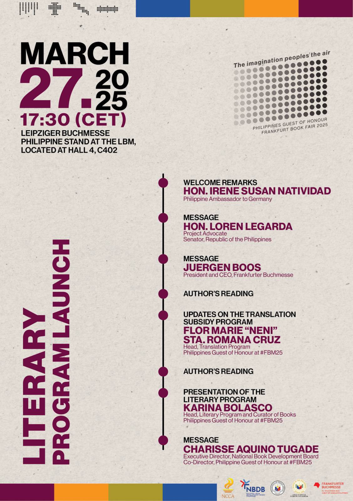 Poster for a literary program launch
