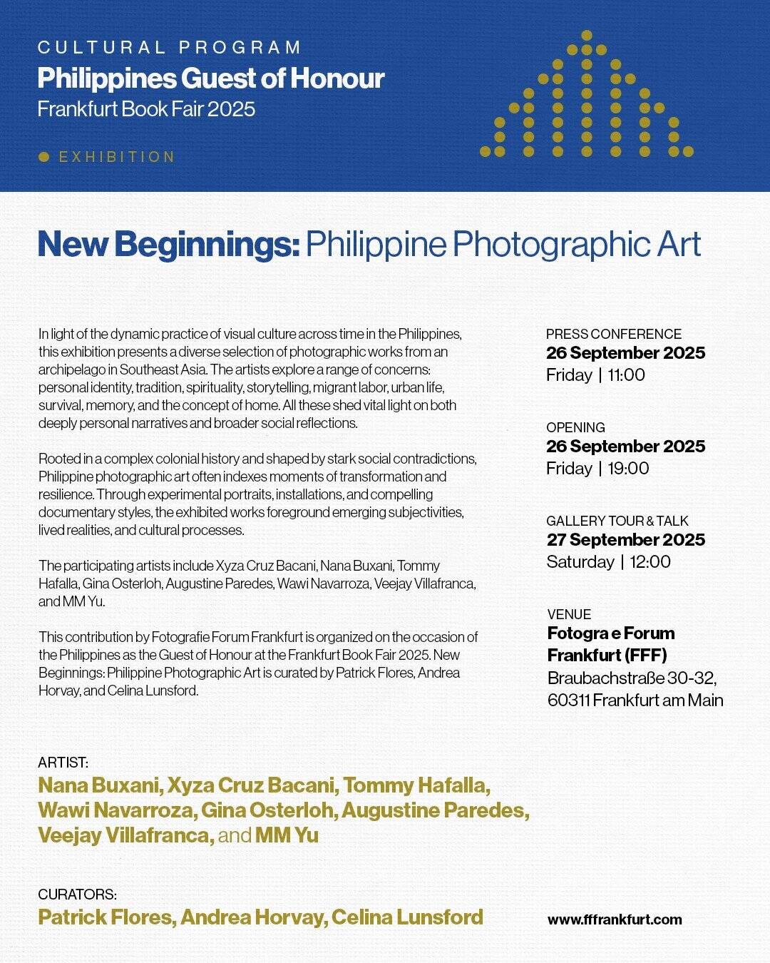 Exhibition poster for New Beginnings: Philippine photographic art