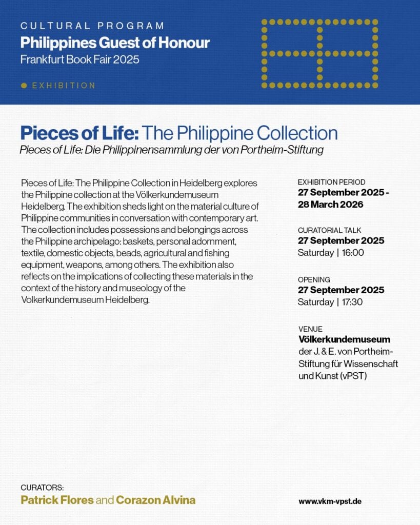 Exhibition poster for "Pieces of Life: The Philippine Collection" for the 2025 Frankfurt Book Fair.